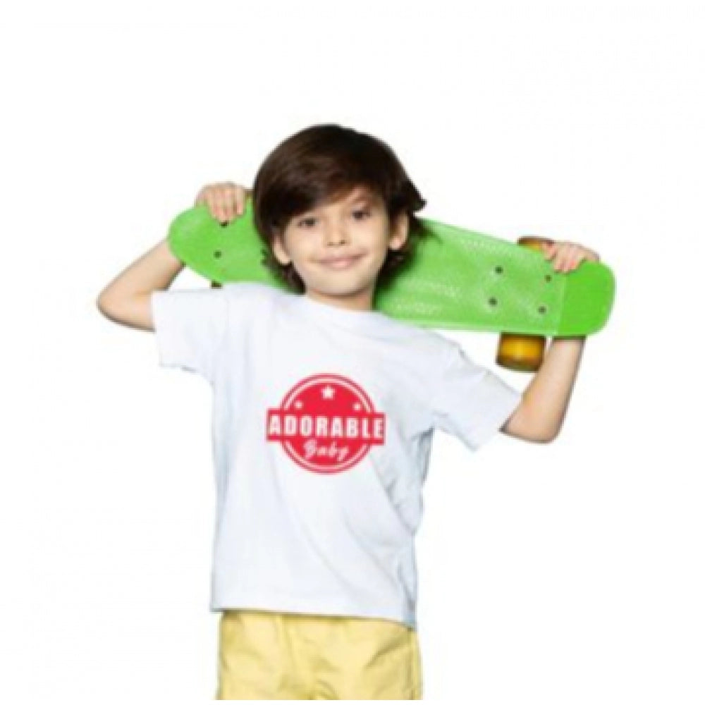 Generic Boys Cotton Adorable Baby Half Sleeve TShirt (White) Secondary image