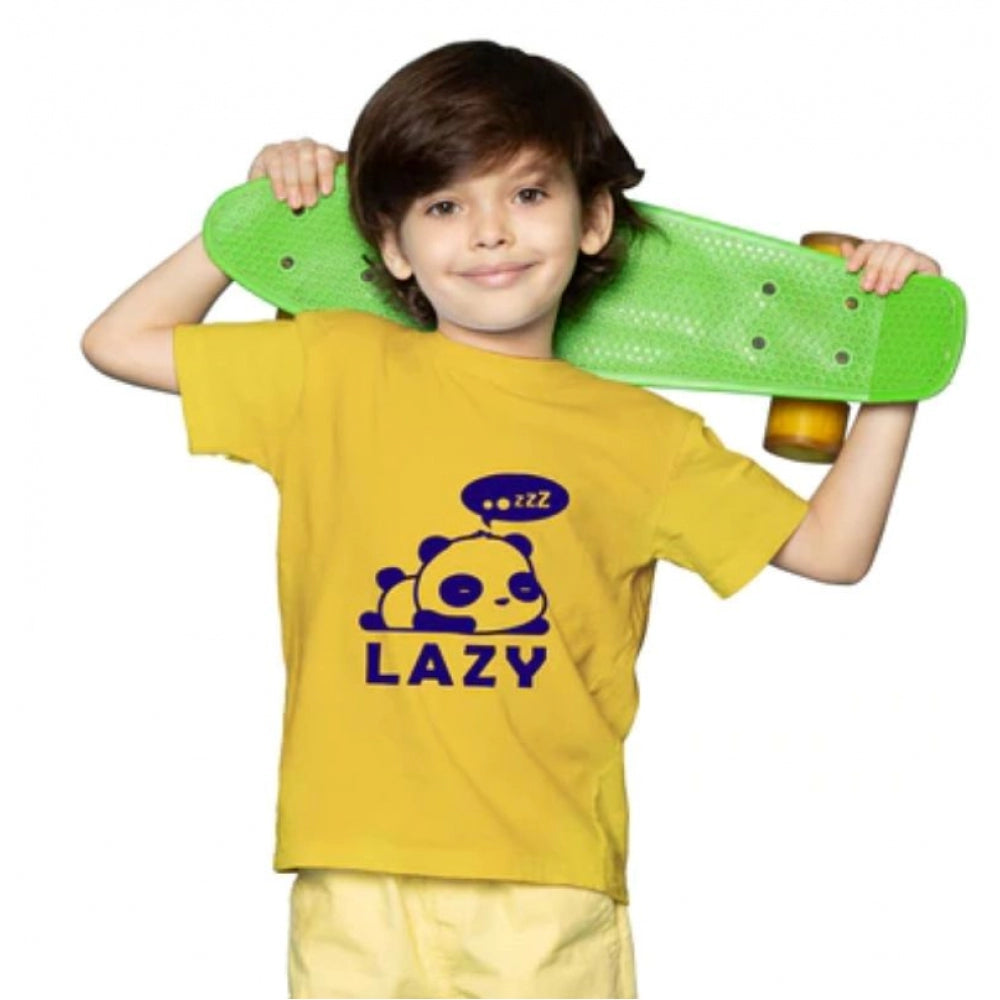 Generic Boys Cotton Lazy Half Sleeve TShirt (Mustard) Secondary image