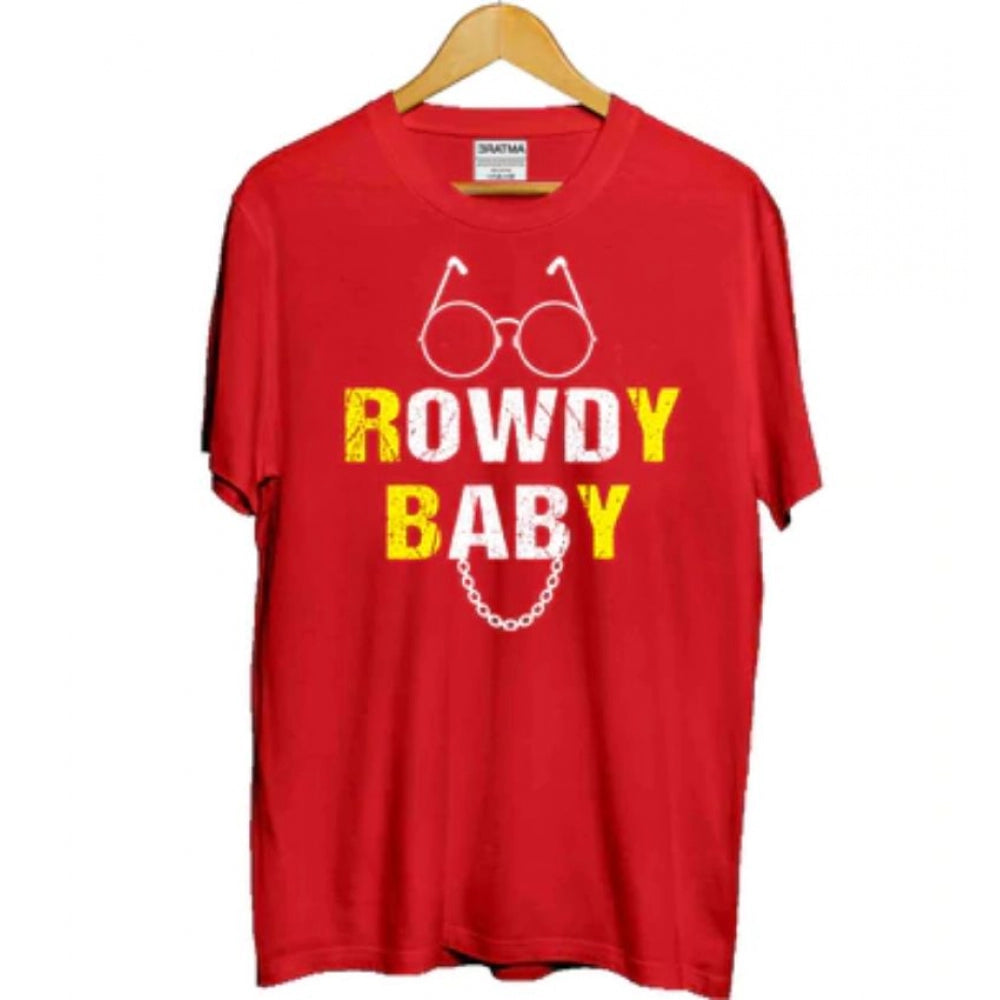 Generic Girls Cotton Rowdy Baby Half Sleeve TShirt (Red) Secondary image