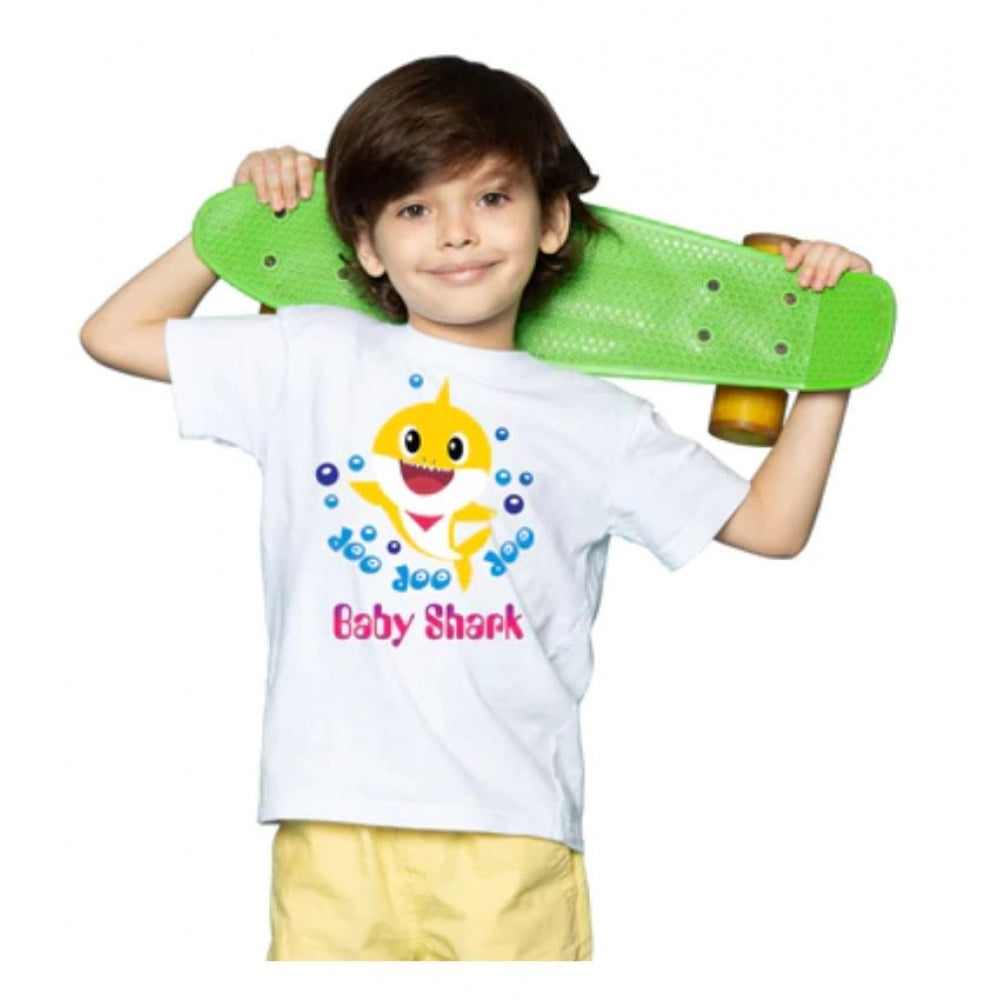 Generic Boys Cotton Baby Shark Half Sleeve TShirt (White) Secondary image