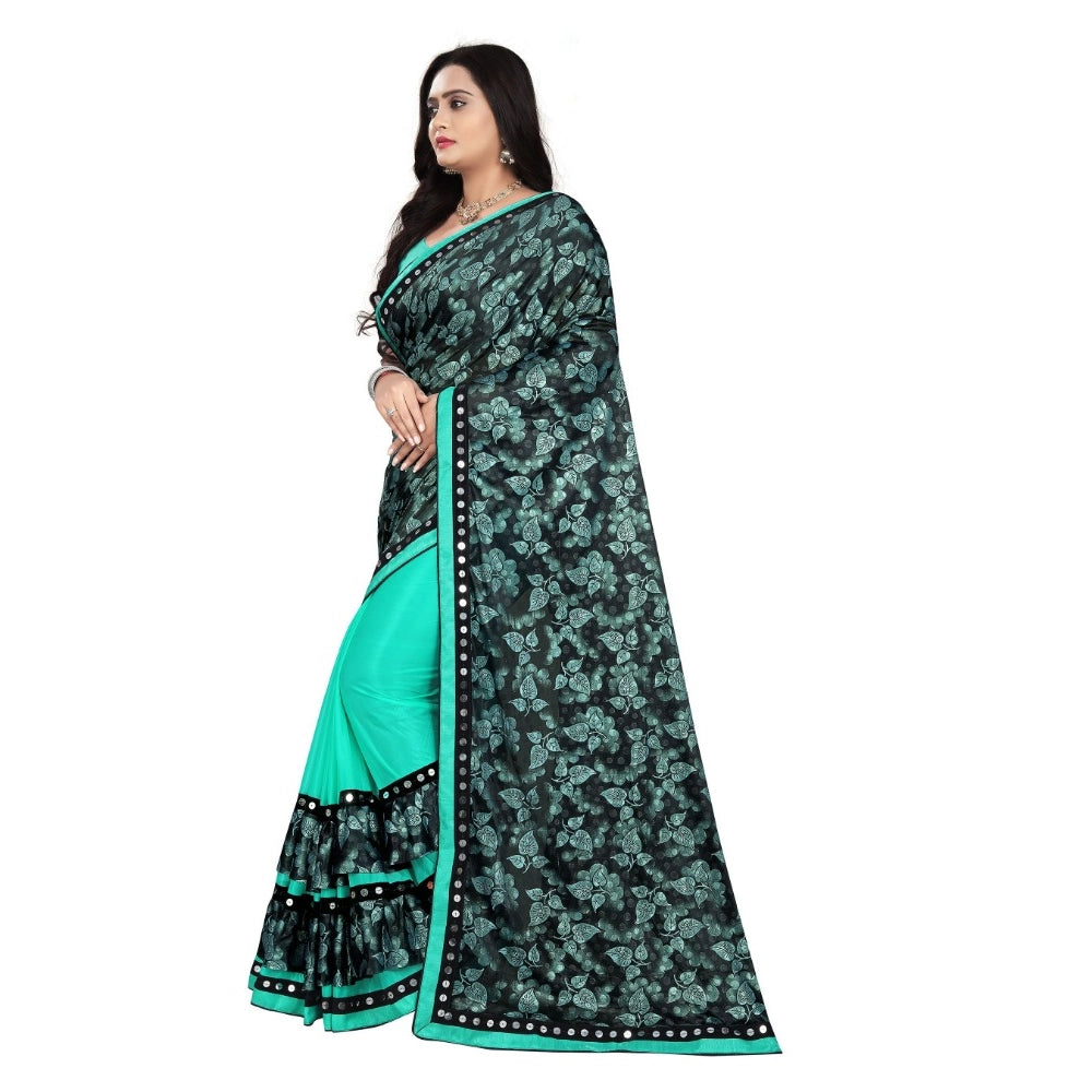 Generic Women's Lycra Blend Saree with Blouse (Rama, 5-6 Mtrs) Secondary image