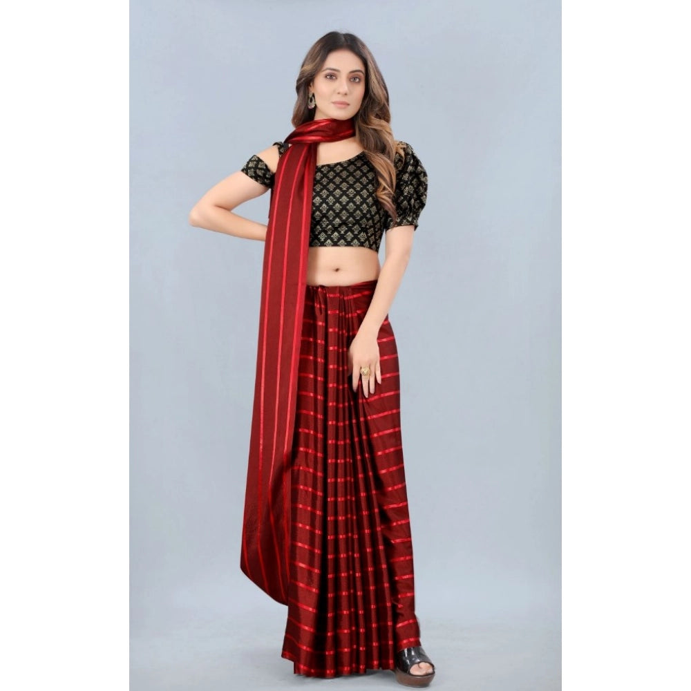 Generic Women's Satin Silk Saree with Blouse (Red, 5-6 Mtrs) Secondary image