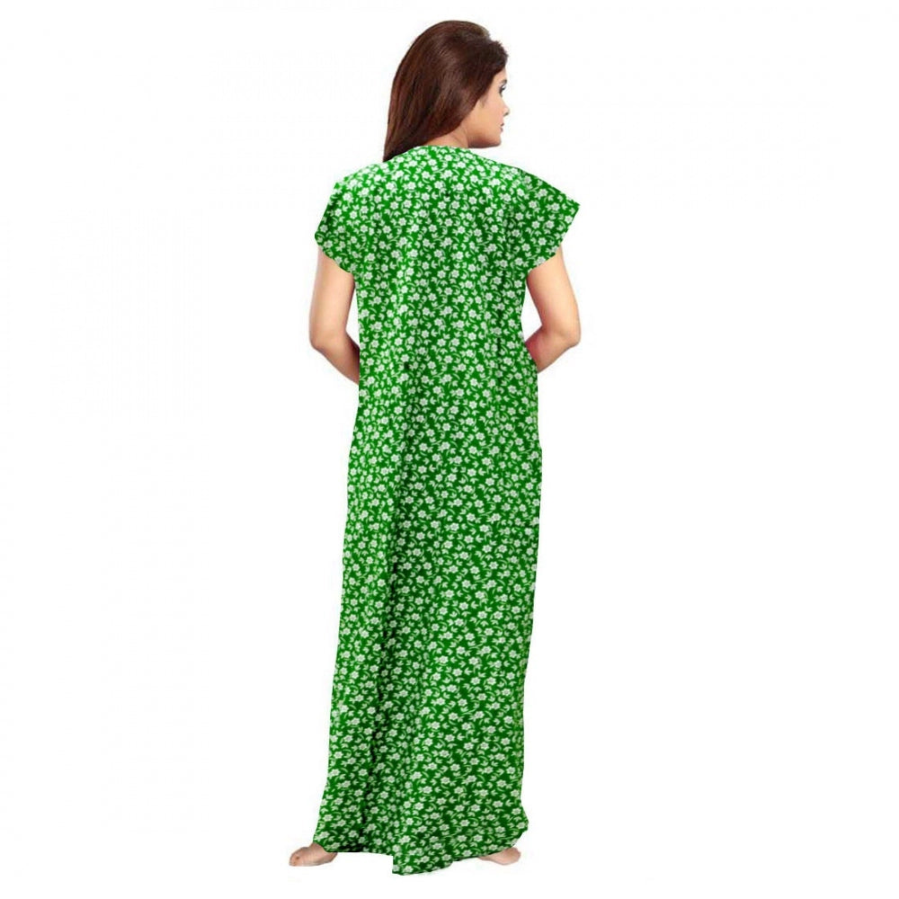 Generic Women's Cotton Printed Maxi Nighty (Green) Secondary image