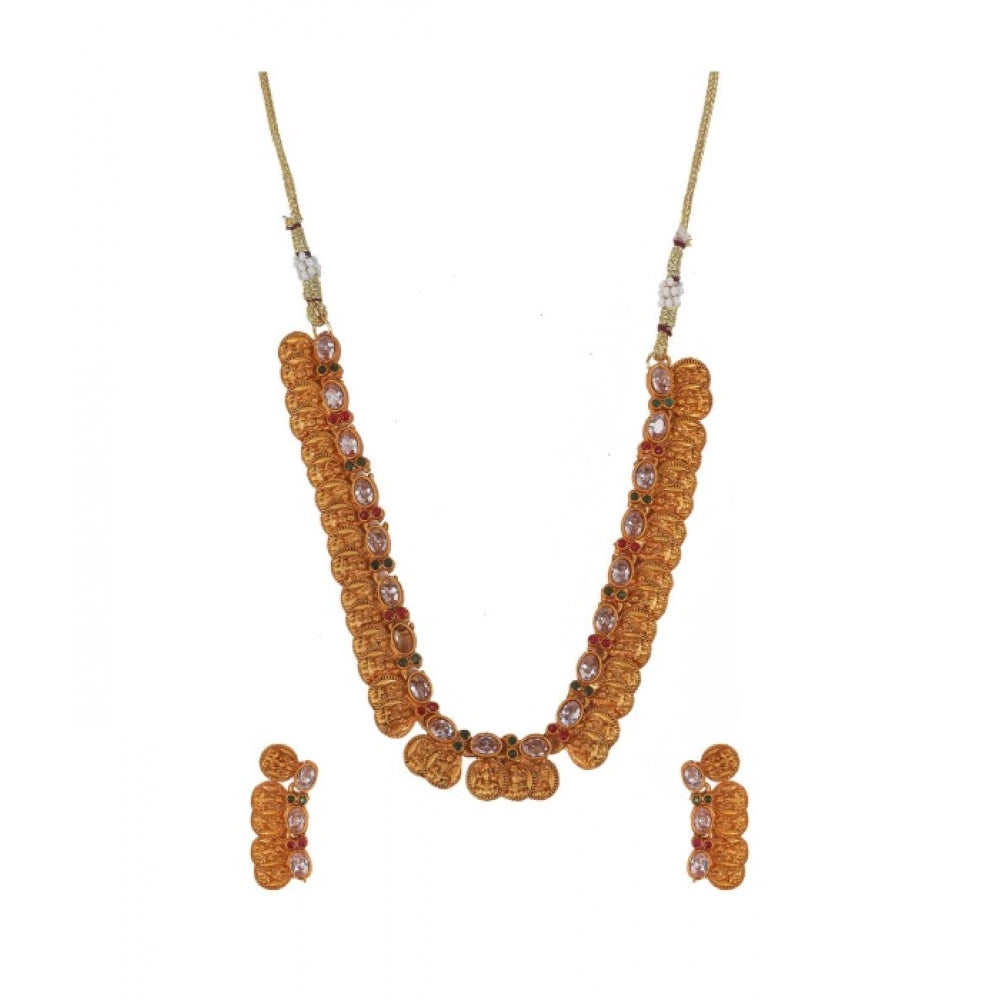 Generic Women's Elegent Laxmi Coin Shape Jewellery Chowker Set (White, Free Size) Main image