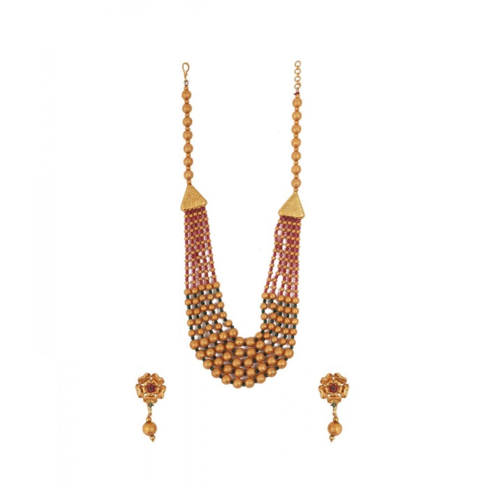 Generic Women's Ethnic Five Layer Brass Mala With Crystal For Women And Girls (Multi Color, Free Size) Main image