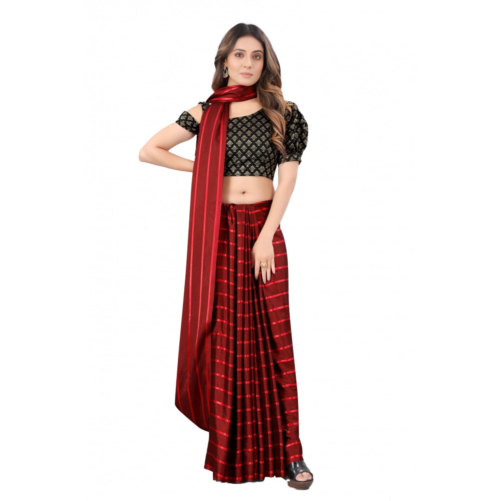 Generic Women's Satin Silk Saree with Blouse (Red, 5-6 Mtrs) Main image