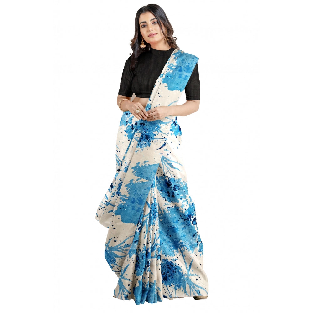 Generic Women's Joya Silk Saree with Blouse (Sky, 5-6 Mtrs) Main image