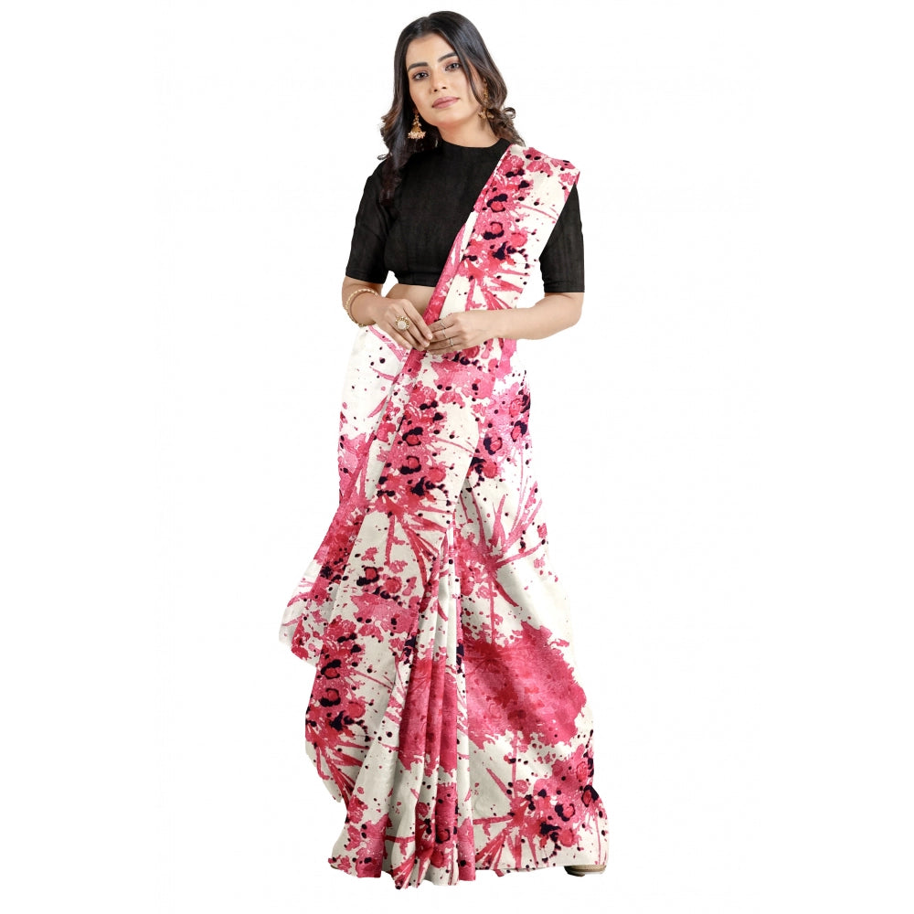 Generic Women's Joya Silk Saree with Blouse (Pink, 5-6 Mtrs)