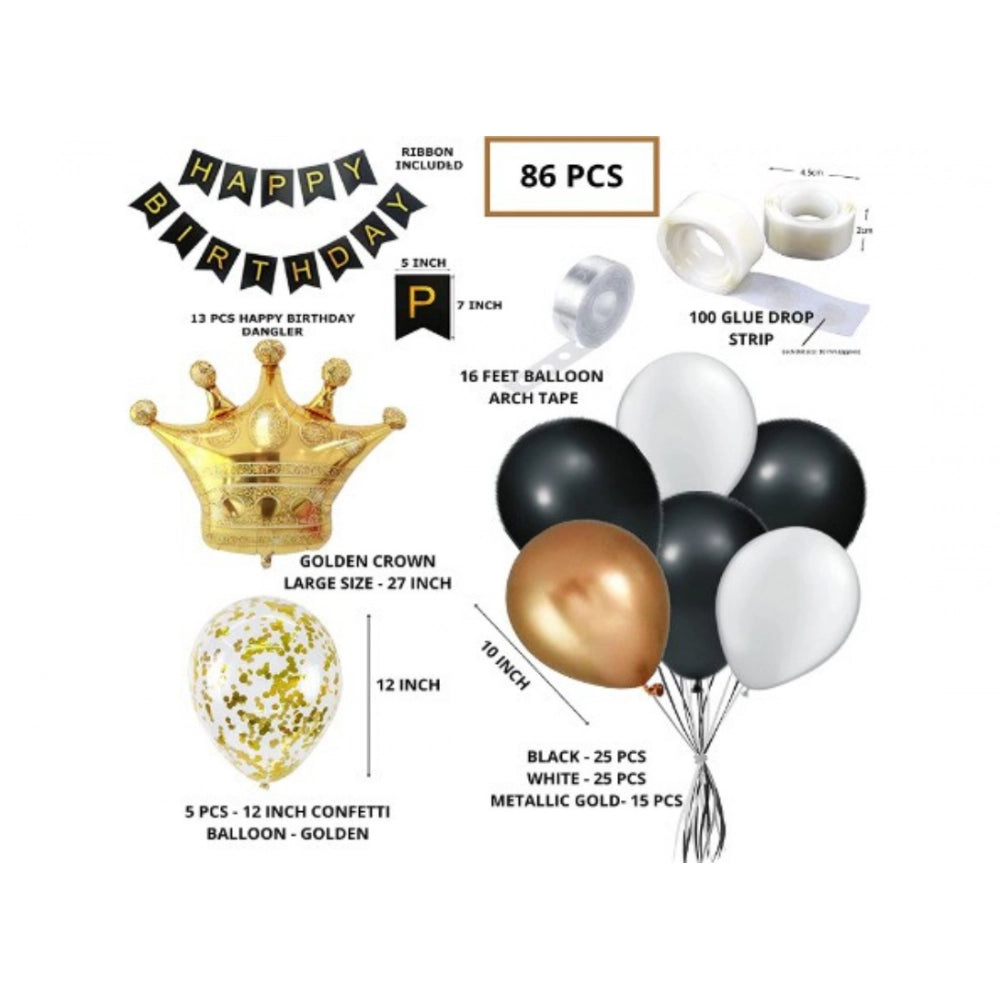 Generic Black Gold Birthday Party Decoration Set Of Banner And Balloons (Multicolor) Secondary image