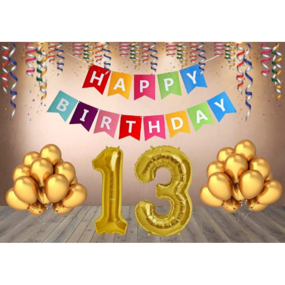 Generic 13Th Happy Birthday Decoration Combo With Multi Color Banner (Multicolor) Main image