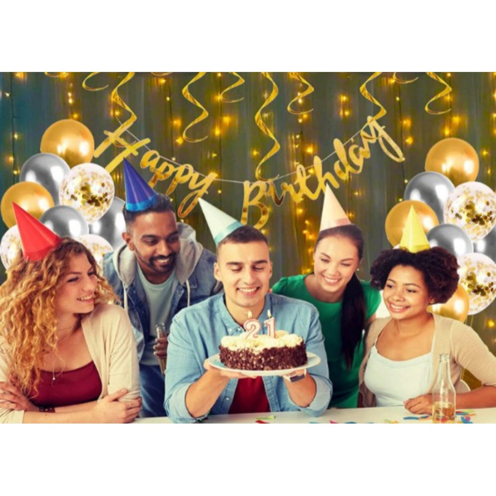 Generic Happy Birthday Decoration Kit Combo With Fairy Led Light (Multicolor) Secondary image