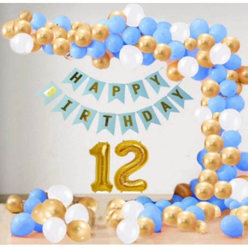 Generic 12Th Year Decoration Kit For Boy And Girl With Banner And Balloons (Blue) Main image