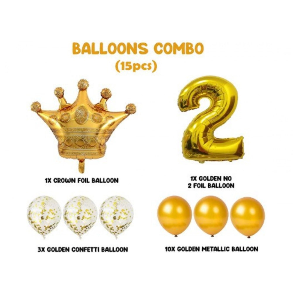 Generic 2Nd Birthday Decoration Items For Boys Or Girls (Golden) Secondary image