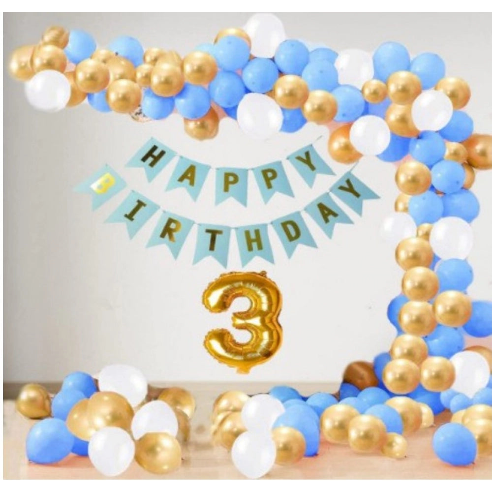 Generic 3Rd Year Decoration Kit For Boy And Girl With Banner And Balloons (Blue) Main image