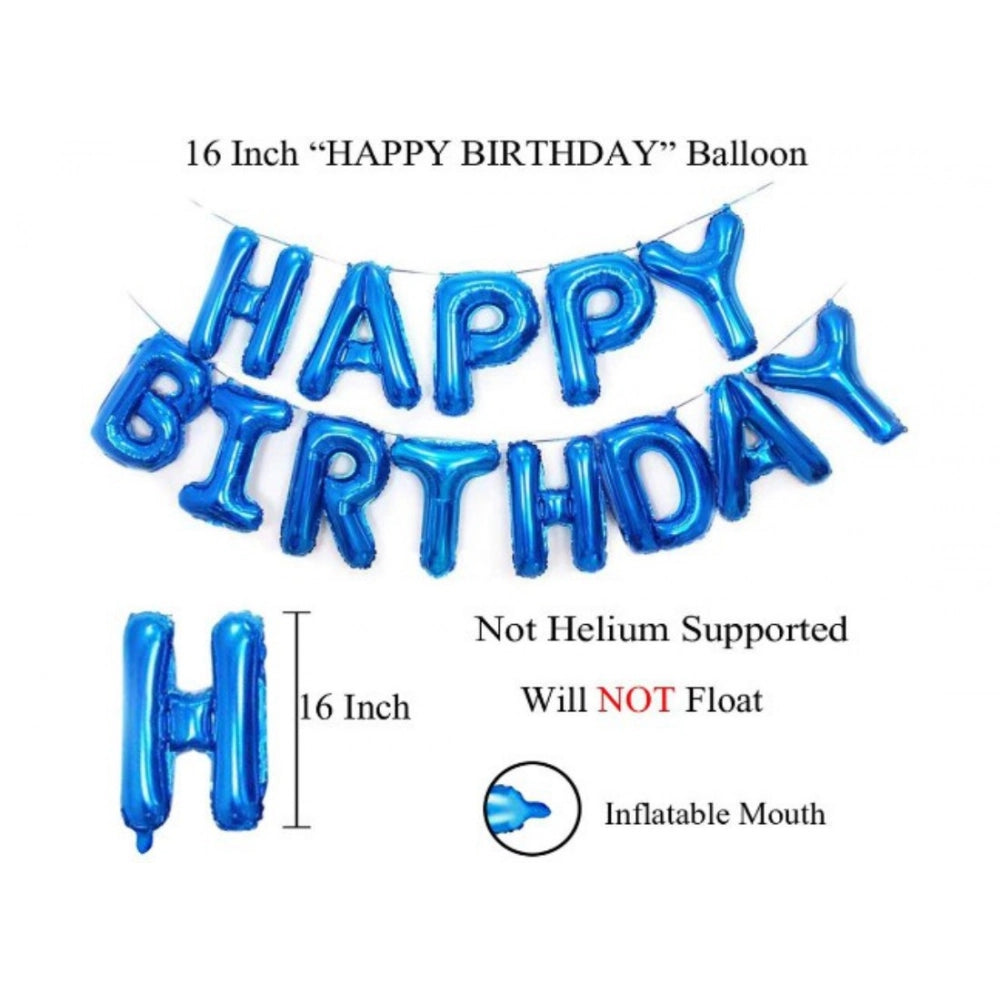Generic 3Rd Happy Birthday Decoration Combo With Foil And Star Balloons (Blue, Silver) Secondary image