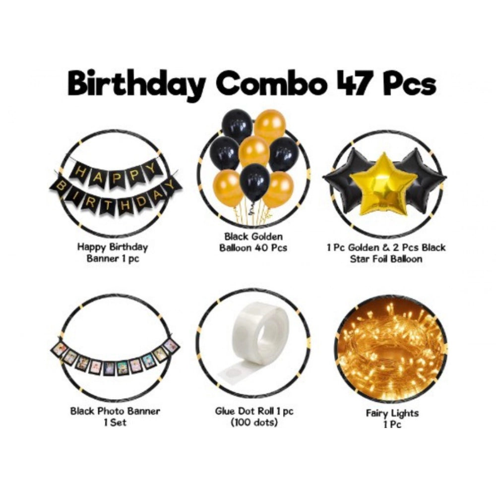 Generic Happy Birthday Decoration Combo Of Foil Curtain, Banner And Balloons (Multicolor) Secondary image