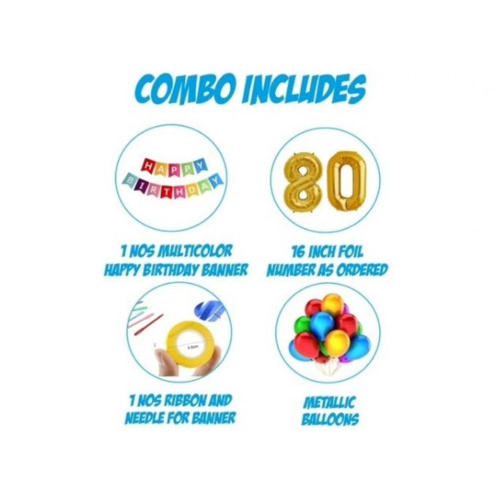 Generic 26Th Happy Birthday Decoration Combo With Multi Color Banner (Golden) Secondary image