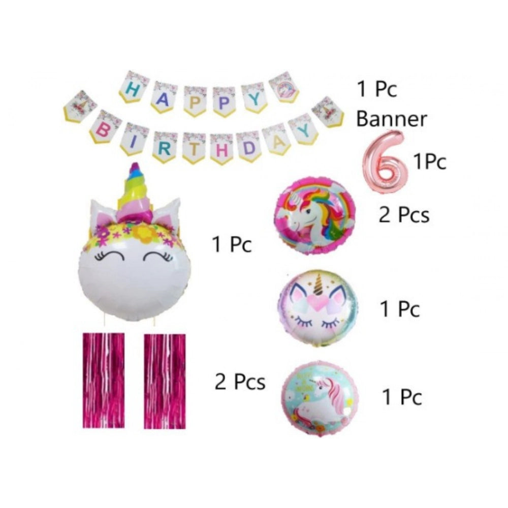 Generic 6Th Happy Birthday Decoration Combo With Unicorn Foil Balloon (Pink) Secondary image