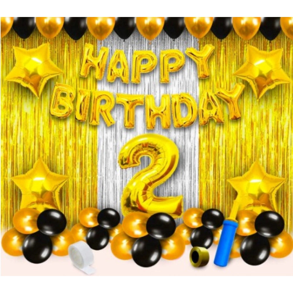 Generic 2Nd Birthday Golden Theme Decoration Items (Multicolor) Main image