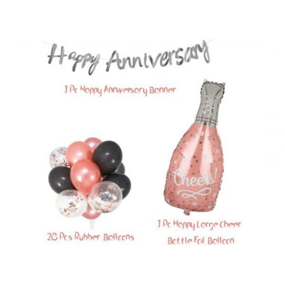 Generic Happy Anniversary Decoration Set Cheer Bottle And Foil Balloons (Rose Gold) Secondary image