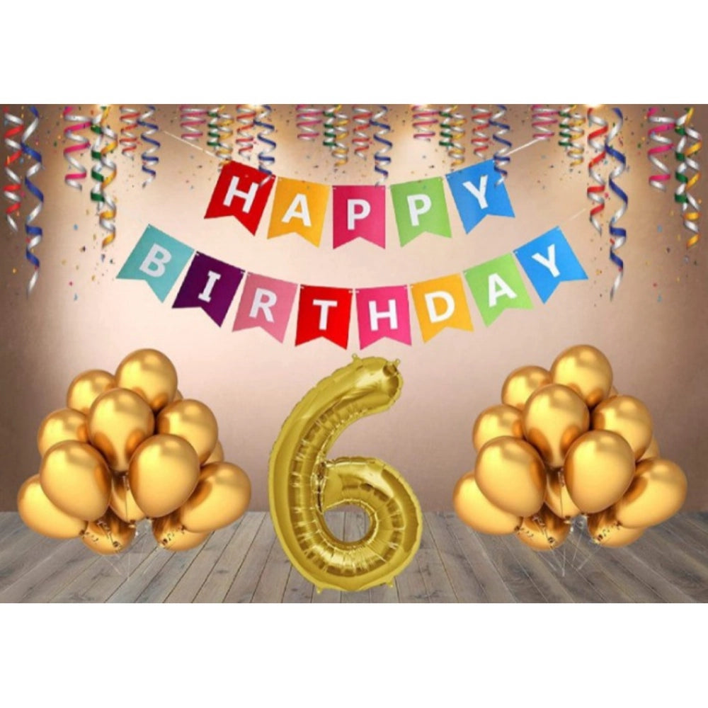 Generic 6Th Happy Birthday Decoration Combo With Multi Color Banner (Multicolor) Main image
