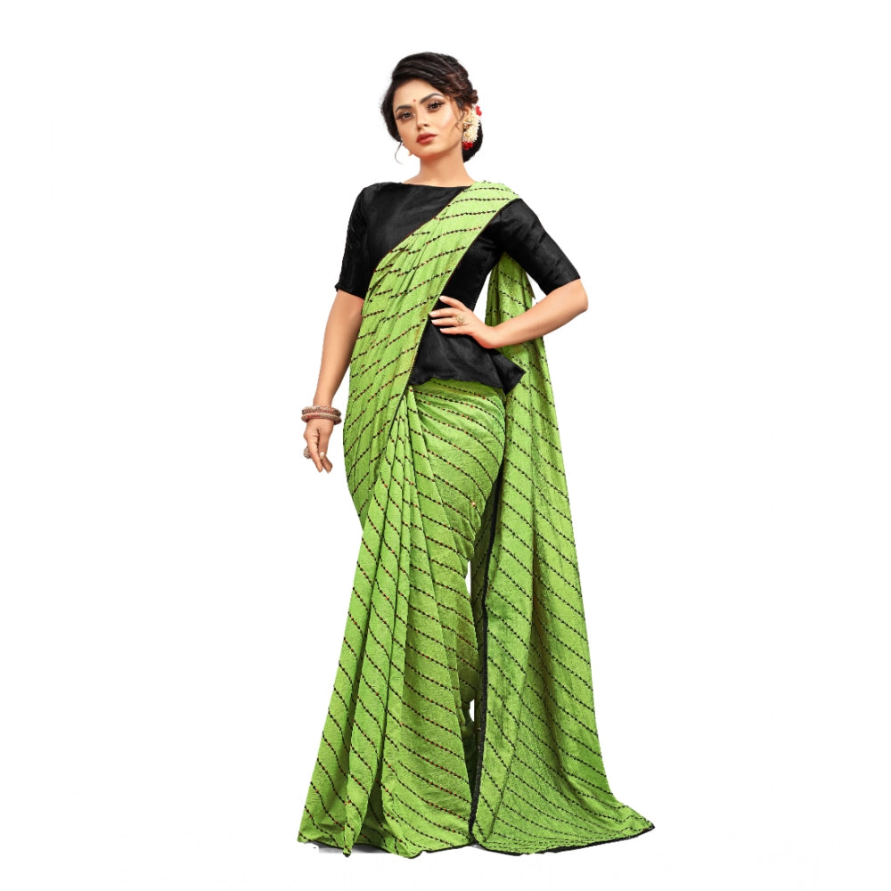 Generic Women's Vichitra Saree with Blouse (LightGreen, 5-6 Mtrs) Main image