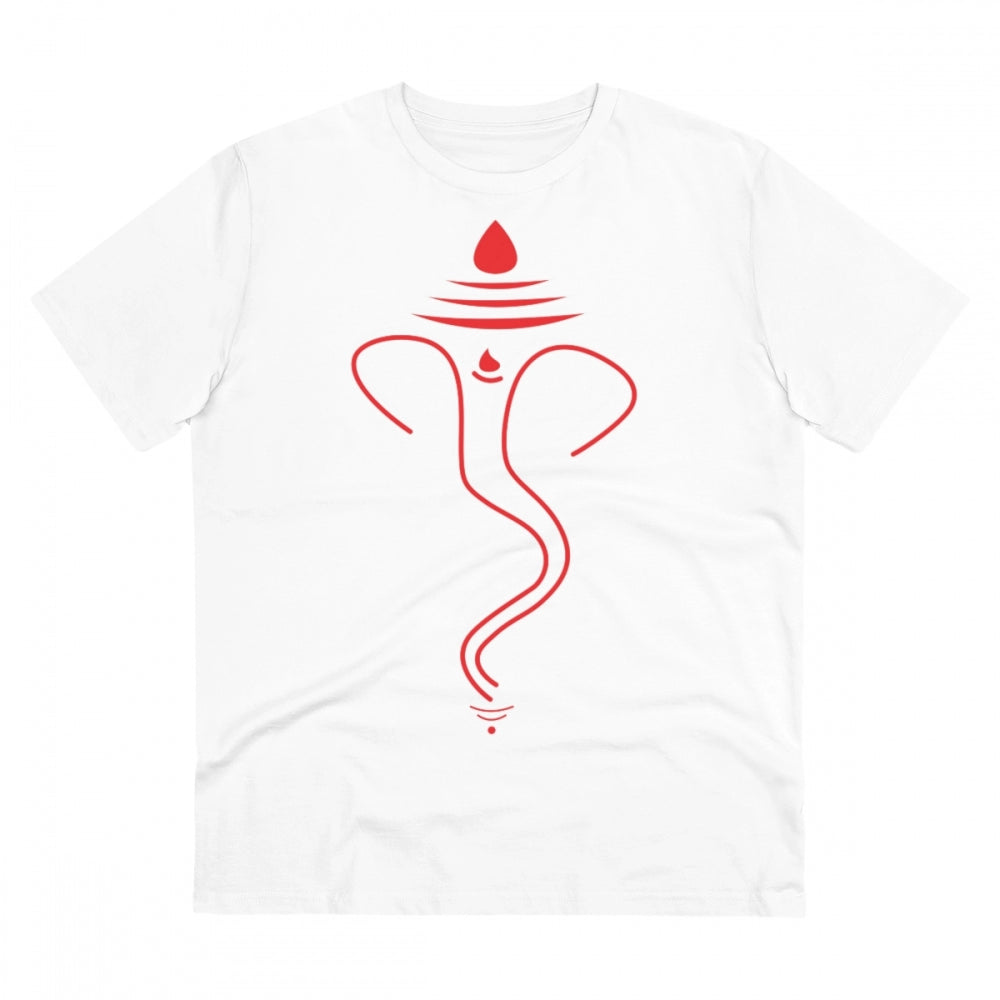 Generic Men's PC Cotton Ganesh Printed T Shirt (Color: White, Thread Count: 180GSM) Main image
