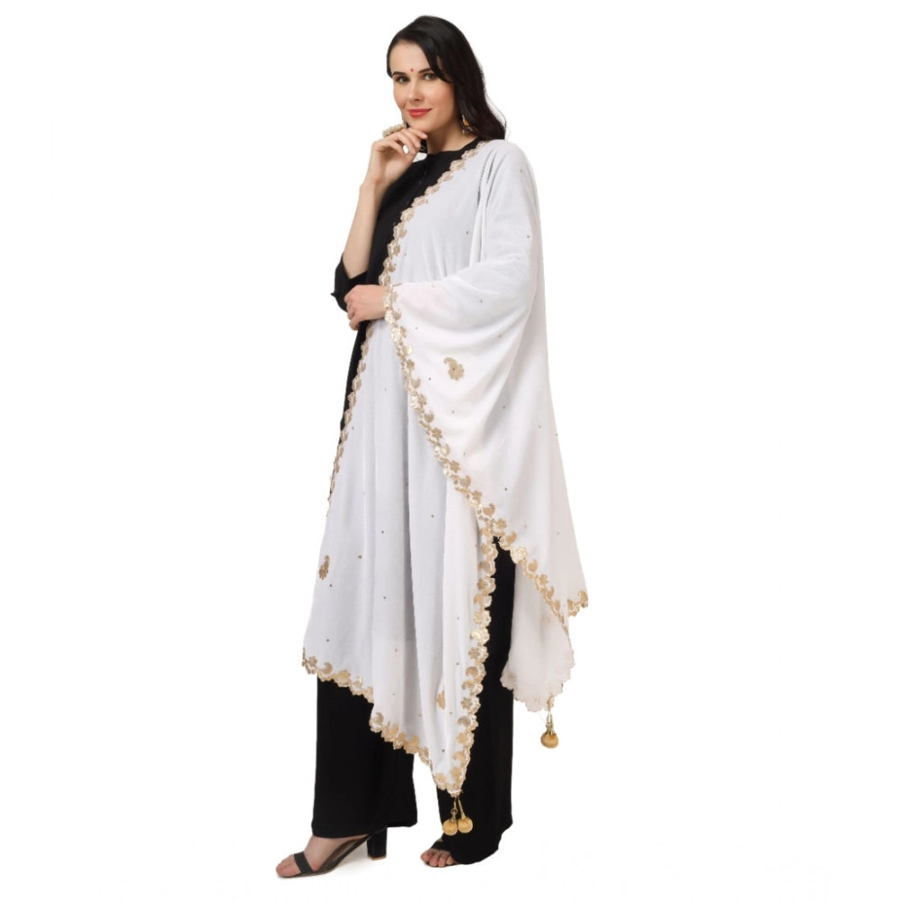 Generic Women's Velvet Gotta Patti Dupatta (White, Length: 2.25 to 2.50 Mtr) Secondary image