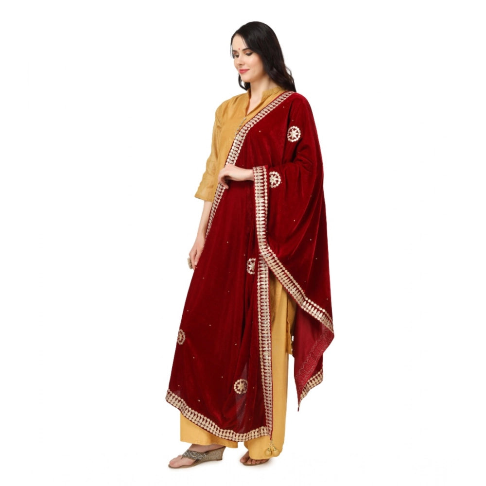 Generic Women's Velvet Gotta Patti Dupatta (Maroon, Length: 2.25 to 2.50 Mtr) Secondary image