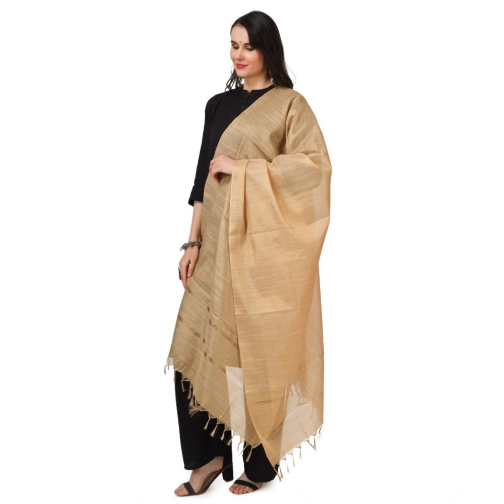 Generic Women's Chanderi Solid Dupatta (Gold, Length: 2.25 to 2.50 Mtr) Secondary image