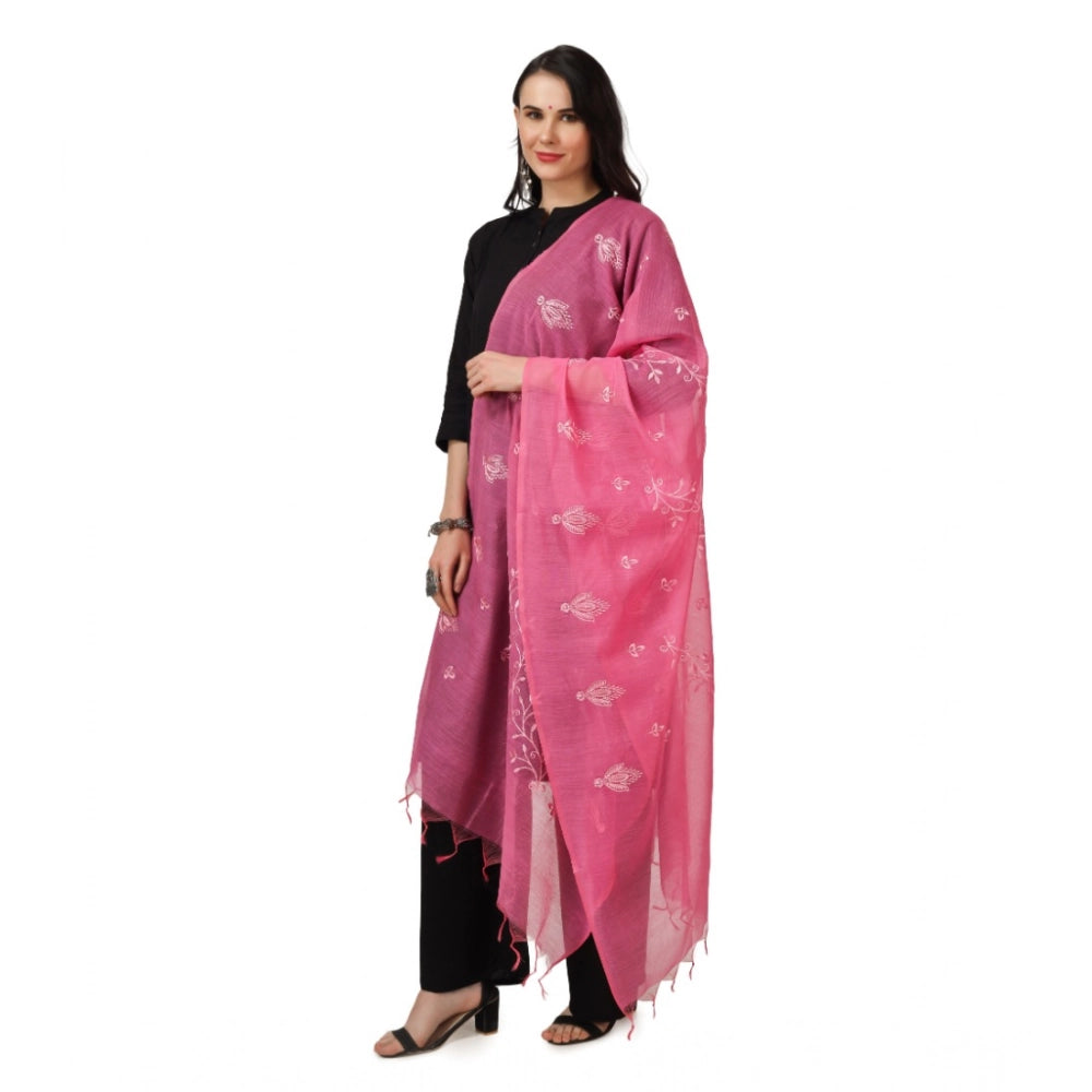 Generic Women's Cotton Embroidered Dupatta (Pink, Length: 2.25 to 2.50 Mtr) Secondary image