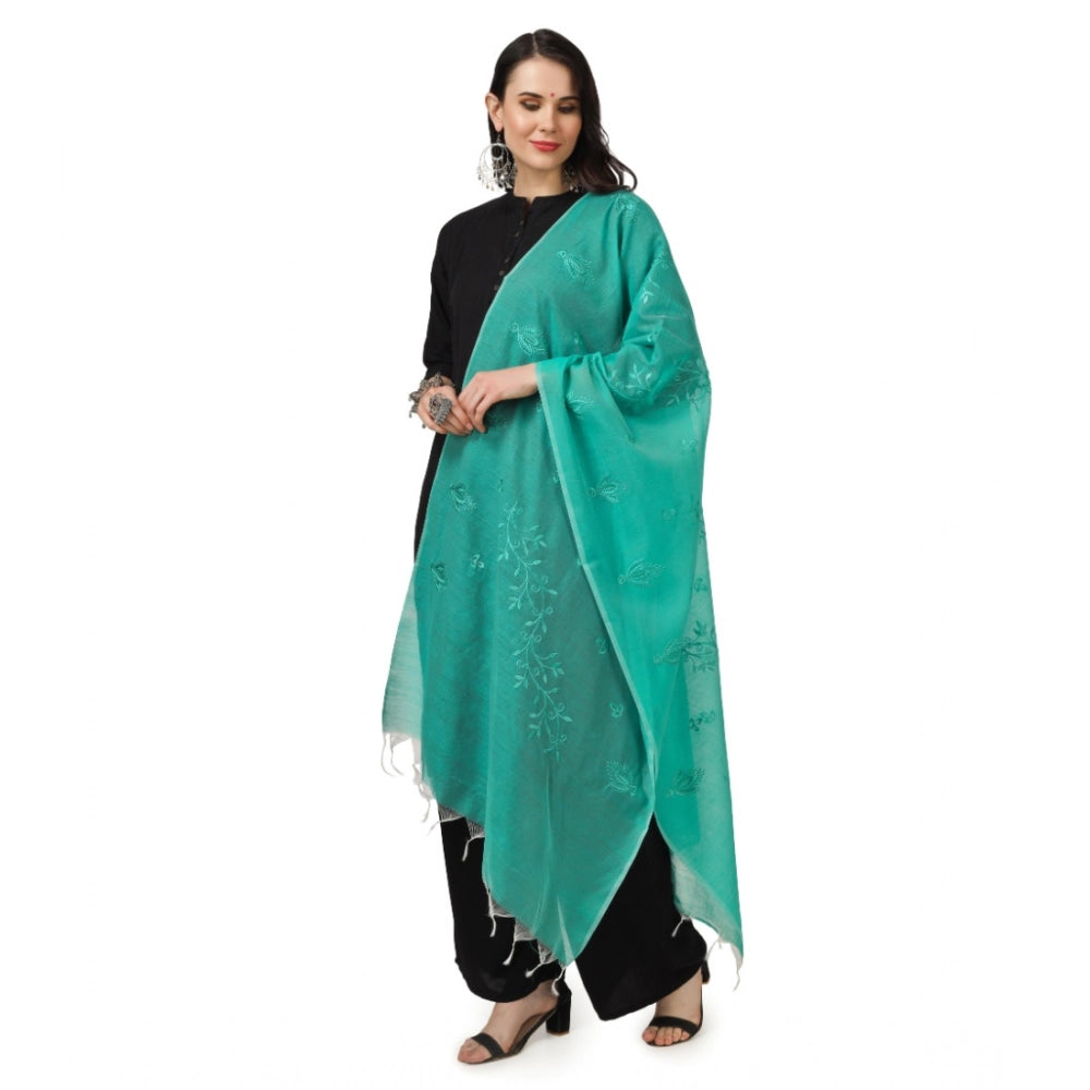 Generic Women's Cotton Embroidered Dupatta (Turquoise, Length: 2.25 to 2.50 Mtr) Secondary image