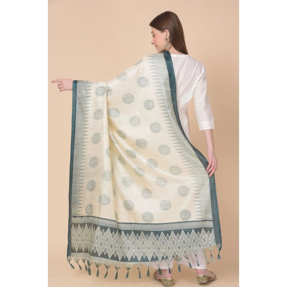 Generic Women's Art Silk Printed Dupatta (Grey, Length: 2.25 to 2.50 Mtr) Secondary image