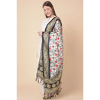 Generic Women's Art Silk Printed Dupatta (Black, Length: 2.25 to 2.50 Mtr)