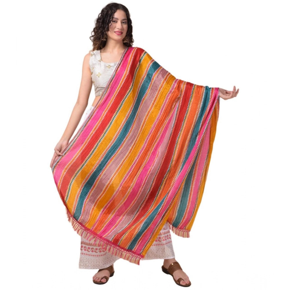 Generic Women's Chanderi Printed Dupatta (Multicolor, Length: 2.25 to 2.50 Mtr) Main image