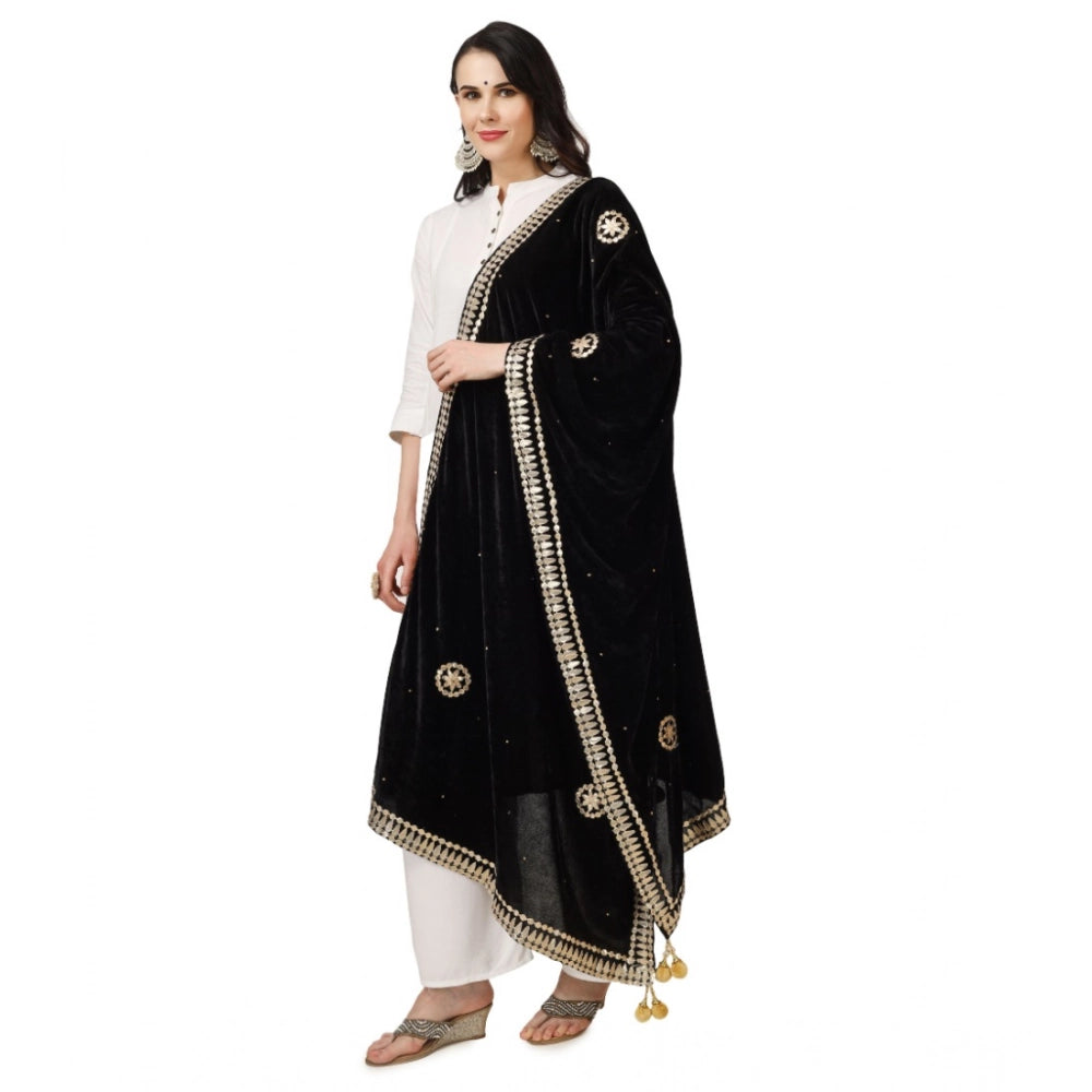 Generic Women's Velvet Gotta Patti Dupatta (Black, Length: 2.25 to 2.50 Mtr) Secondary image