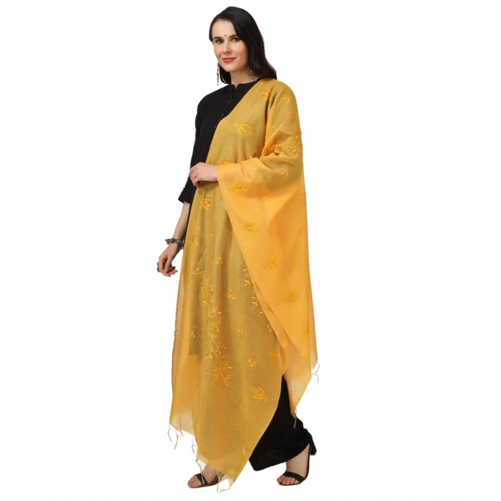 Generic Women's Cotton Embroidered Dupatta (Yellow, Length: 2.25 to 2.50 Mtr) Secondary image