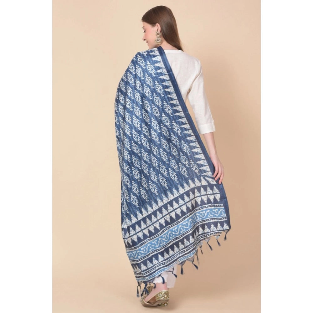 Generic Women's Art Silk Printed Dupatta (Blue, Length: 2.25 to 2.50 Mtr) Secondary image