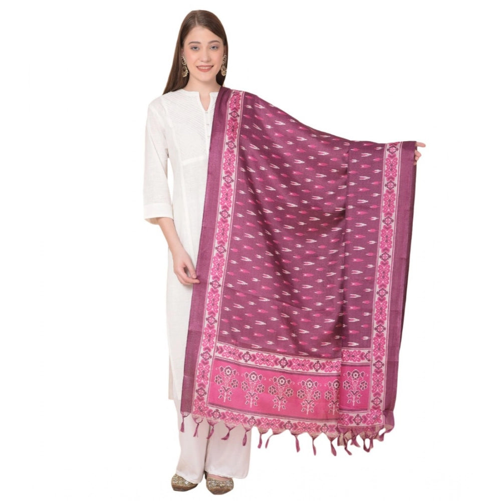 Generic Women's Art Silk Printed Dupatta (Purple, Length: 2.25 to 2.50 Mtr) Main image