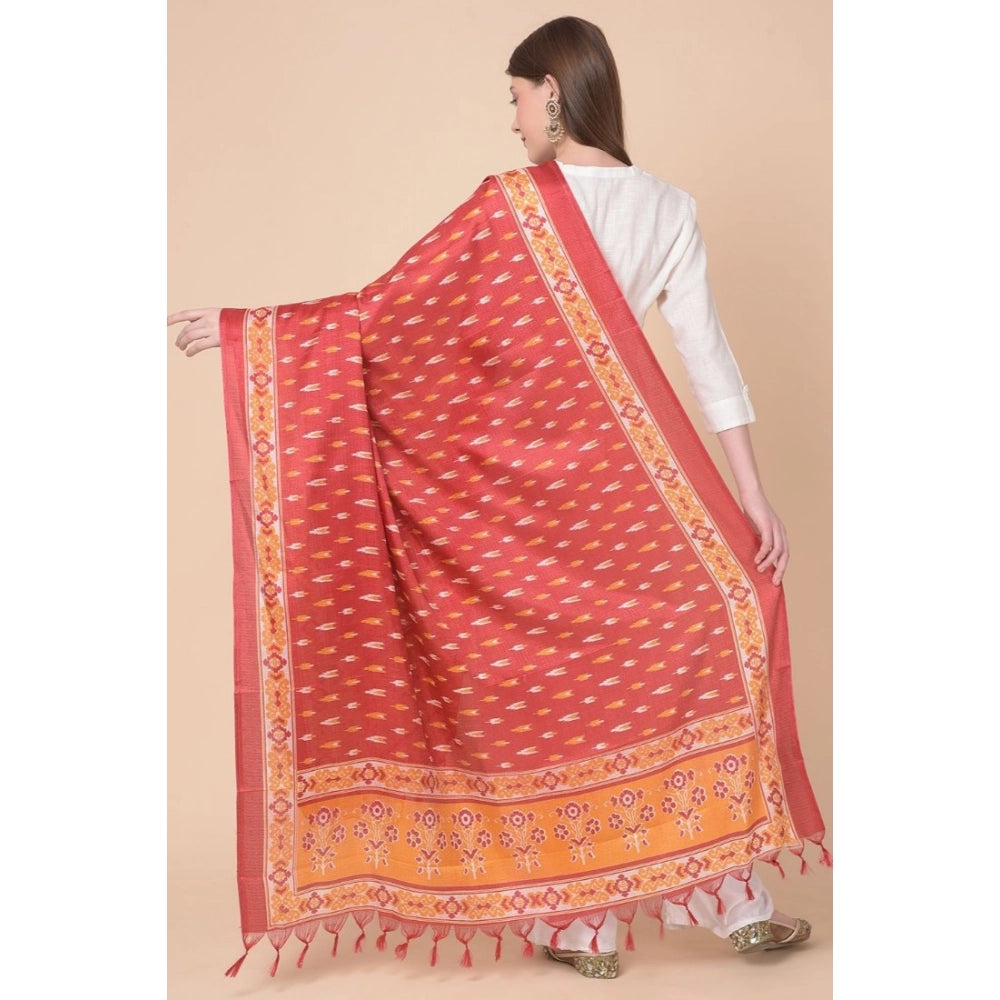 Generic Women's Art Silk Printed Dupatta (Red, Length: 2.25 to 2.50 Mtr) Secondary image