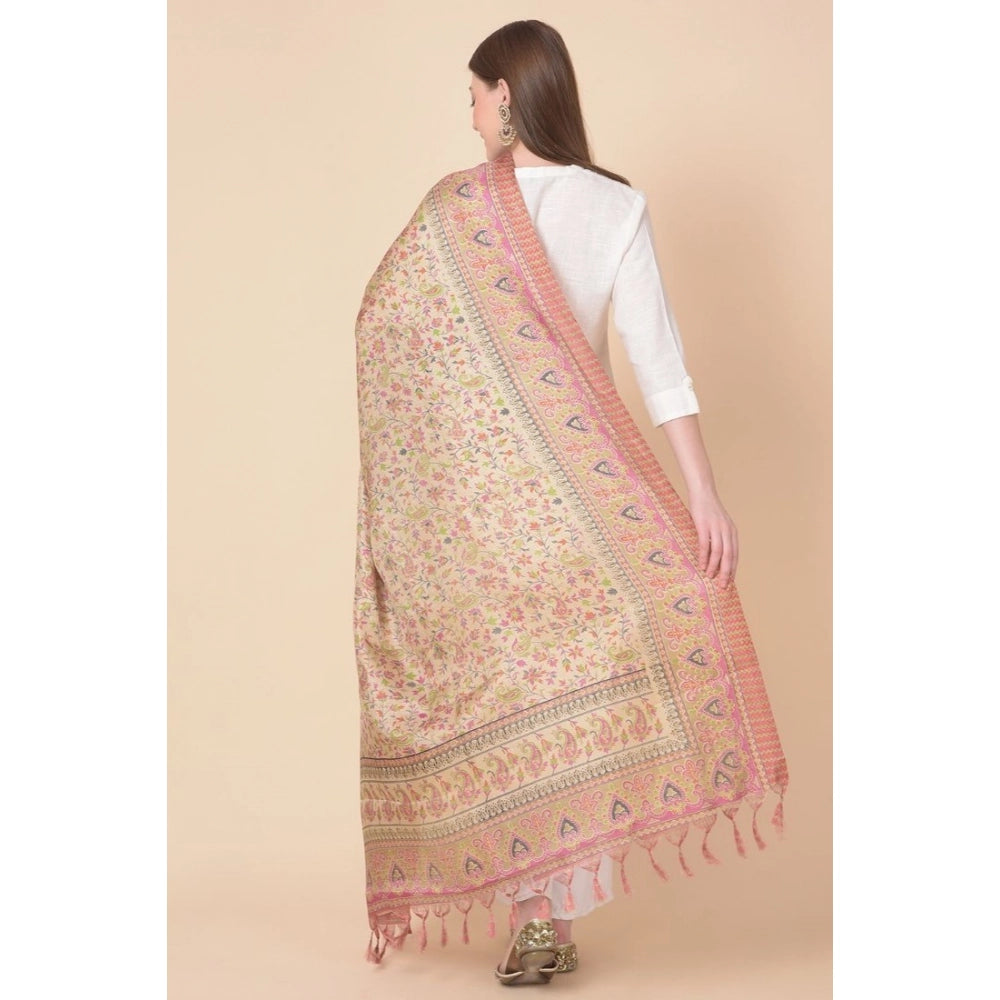 Generic Women's Art Silk Printed Dupatta (Pink, Length: 2.25 to 2.50 Mtr) Secondary image