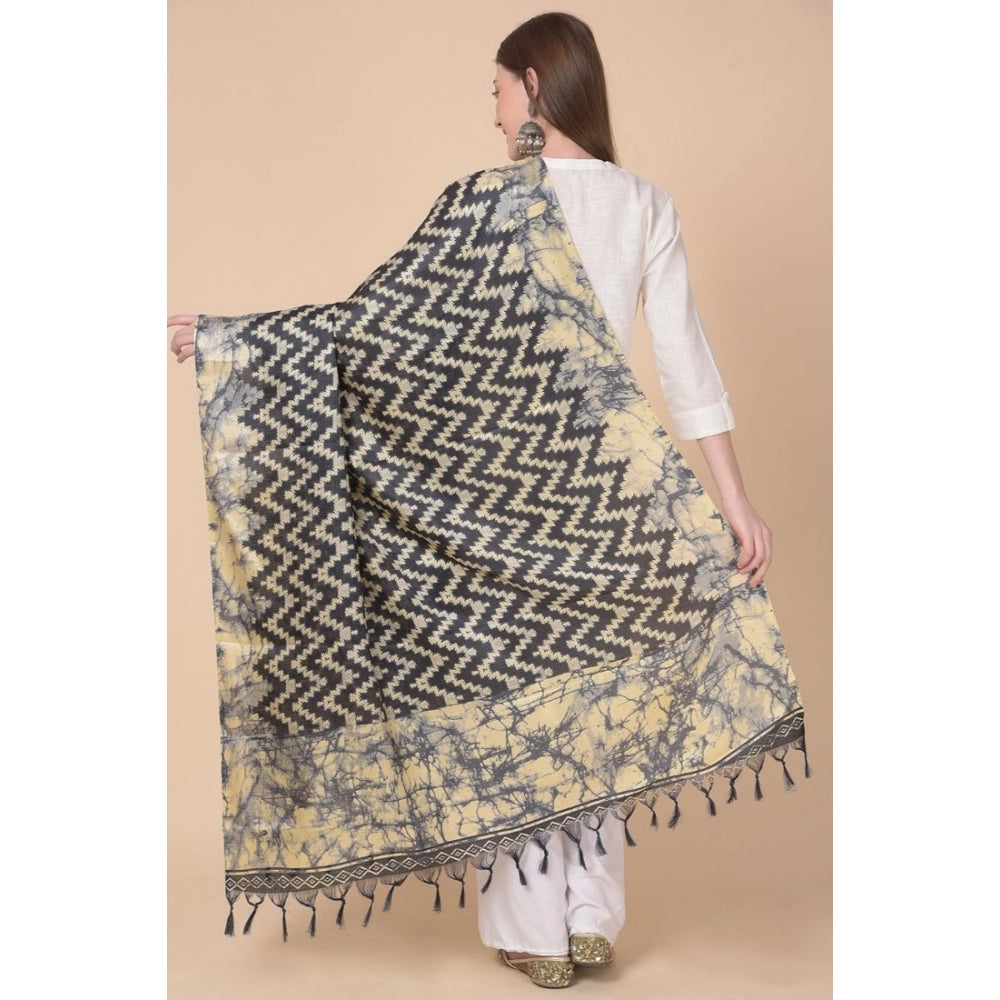 Generic Women's Art Silk Printed Dupatta (Black, Length: 2.25 to 2.50 Mtr) Secondary image