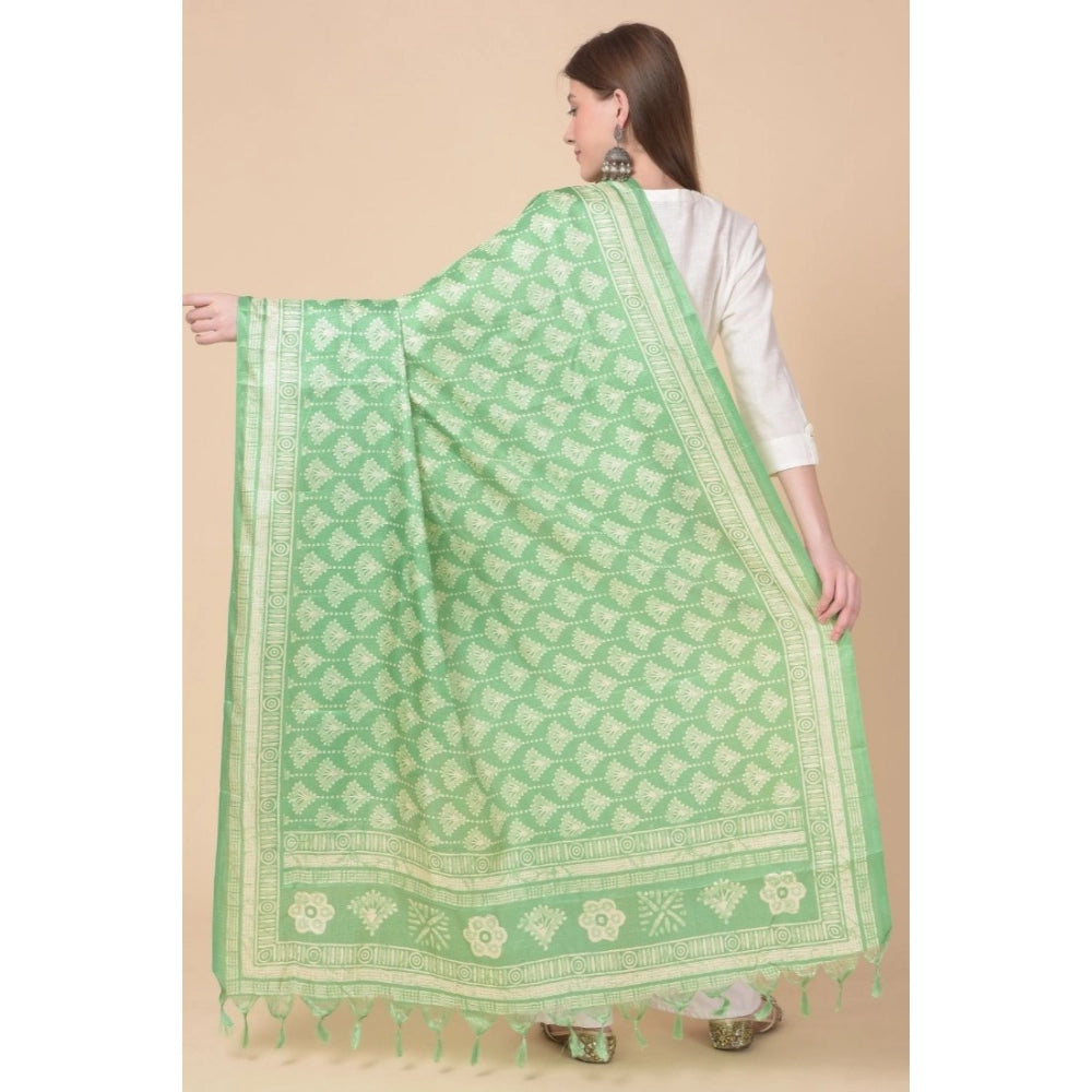 Generic Women's Art Silk Printed Dupatta (Light Green, Length: 2.25 to 2.50 Mtr) Secondary image