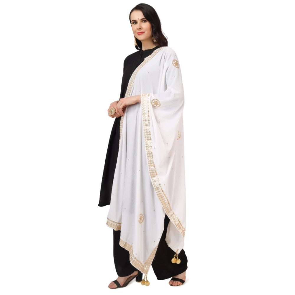 Generic Women's Velvet Gotta Patti Dupatta (White, Length: 2.25 to 2.50 Mtr) Secondary image