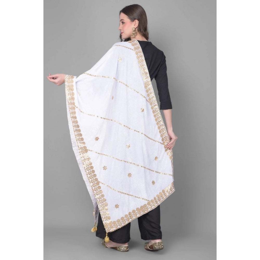 Generic Women's Velvet Gotta Patti Dupatta (Off White, Length: 2.25 to 2.50 Mtr) Secondary image