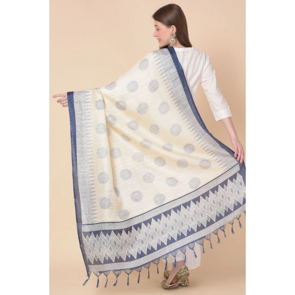 Generic Women's Art Silk Printed Dupatta (Blue, Length: 2.25 to 2.50 Mtr) Secondary image
