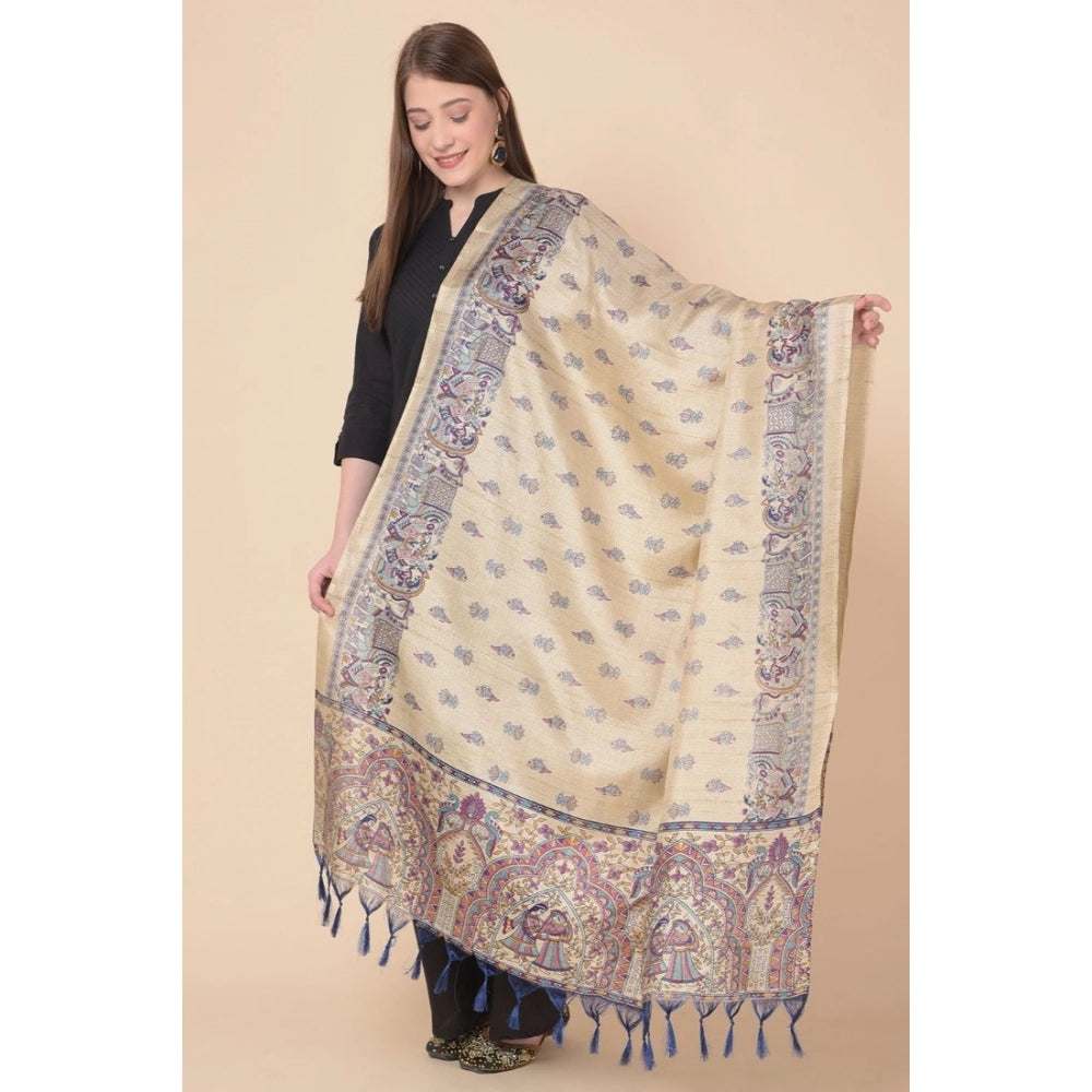 Generic Women's Art Silk Printed Dupatta (Gold, Length: 2.25 to 2.50 Mtr) Secondary image