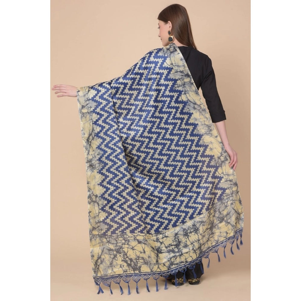 Generic Women's Art Silk Printed Dupatta (Blue, Length: 2.25 to 2.50 Mtr) Secondary image
