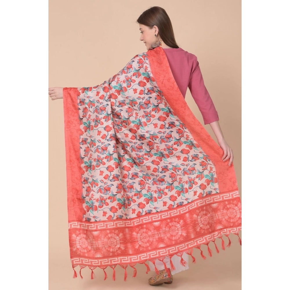 Generic Women's Art Silk Printed Dupatta (Red, Length: 2.25 to 2.50 Mtr) Secondary image