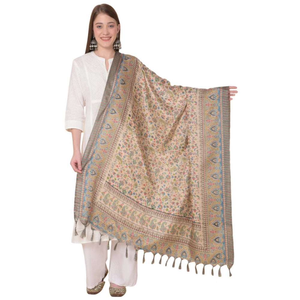 Generic Women's Art Silk Printed Dupatta (Light Brown, Length: 2.25 to 2.50 Mtr) Main image